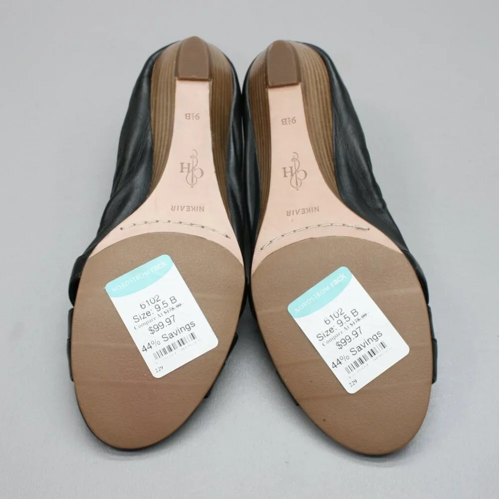 Cole Haan Ladies 9.5 Amari NikeAir Black Leather Open-toe Wedge Pump Heels Shoes - Picture 8 of 12